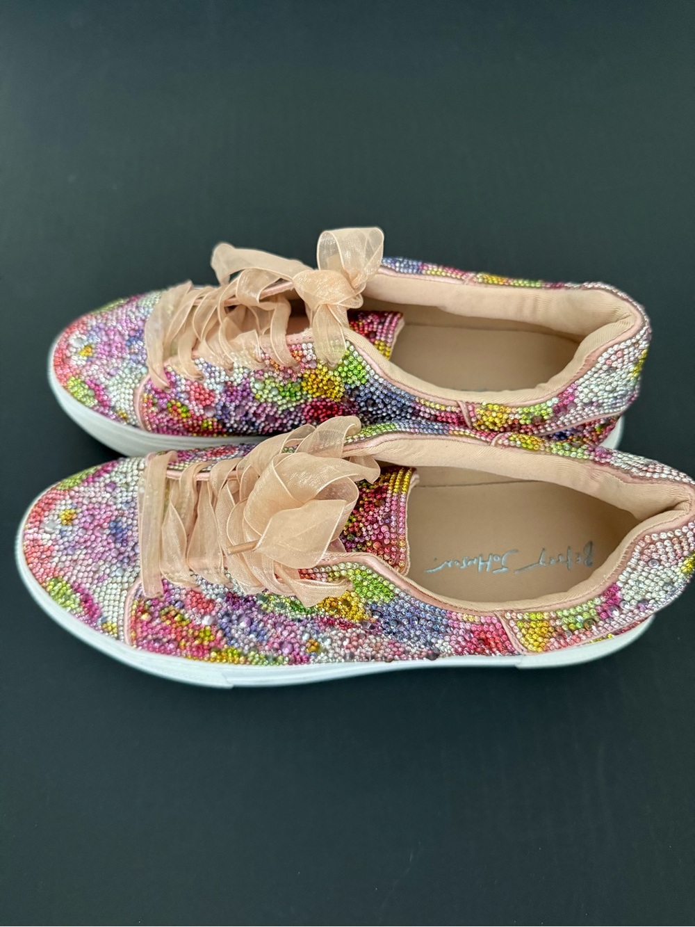Betsy Johnson Rhinestone Multi-Color Sneakers Size 9.5 - Picture 10 of 13